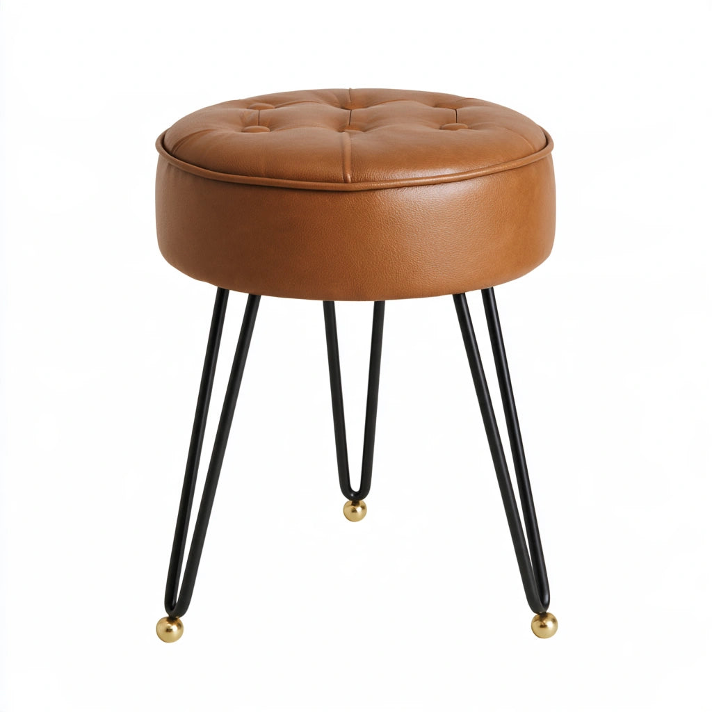 Okr?g?y sto?ek tapicerowany, tapicerowany tkanin?, kolor: szary