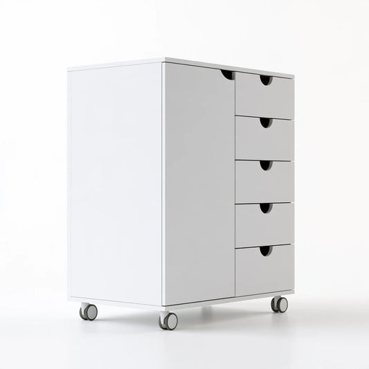 W¨®zek do przechowywania, o nowoczesnej formie, k¨®?ka transportowe, kolor: bia?y